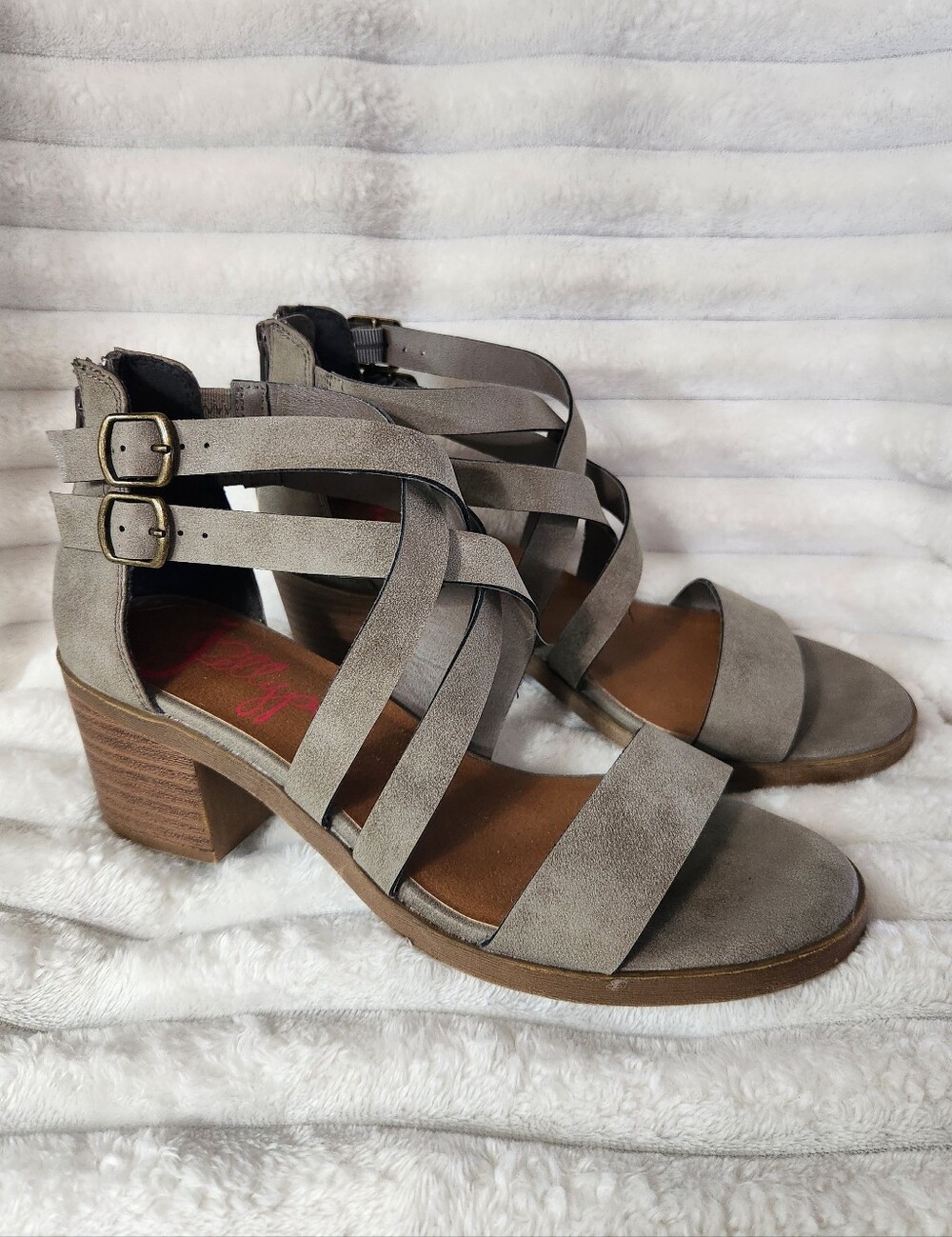 Jellypop Zip Back Chunky Heel Strappy Sandals